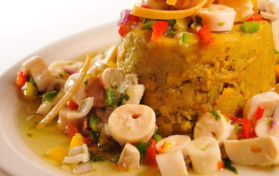 Mofongo stuffed with seafood at Metropol
