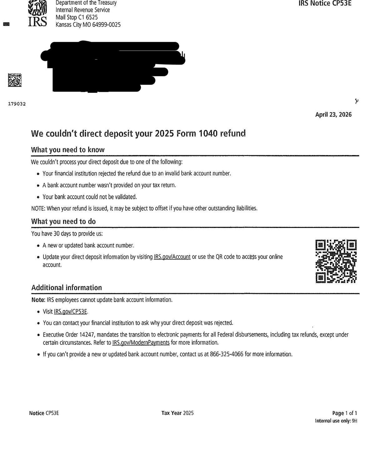 This tax form appeared to be false to an accountant. It was actually real. The name and address have been redacted for privacy.