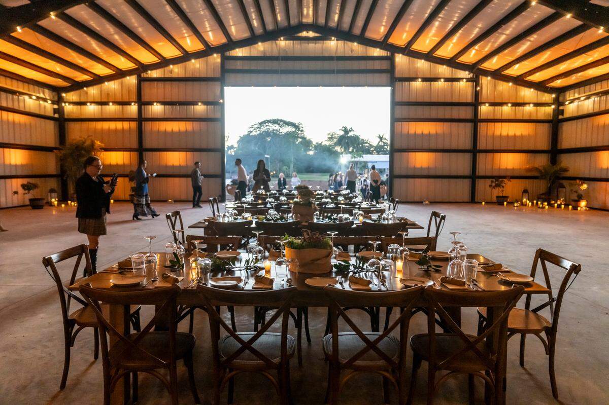 Ford’s Farm sets up for its first supper club event in the open barn structure on Nov. 23. The dinner involved many of the fruits, vegetables and herbs grown at the farm in Redland.