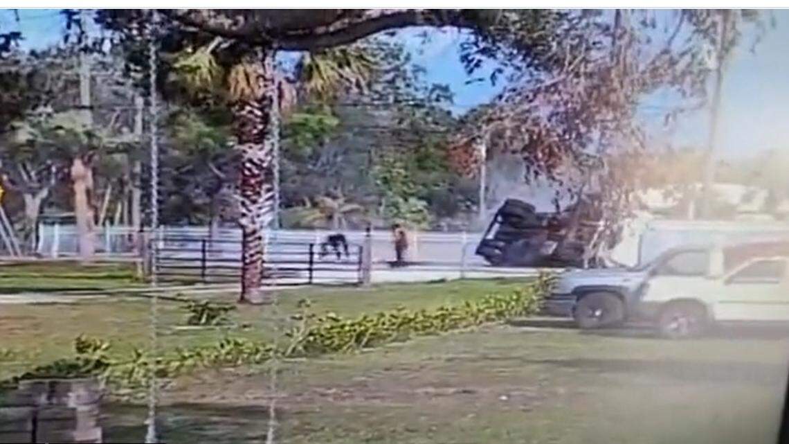 Two men were ejected from a truck carrying over 1,300 gallons of cooking oil in Florida