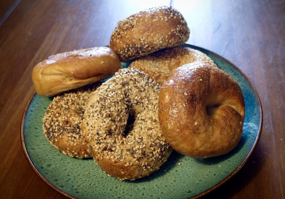 A selection of bagels from El Bagel in the MiMo District