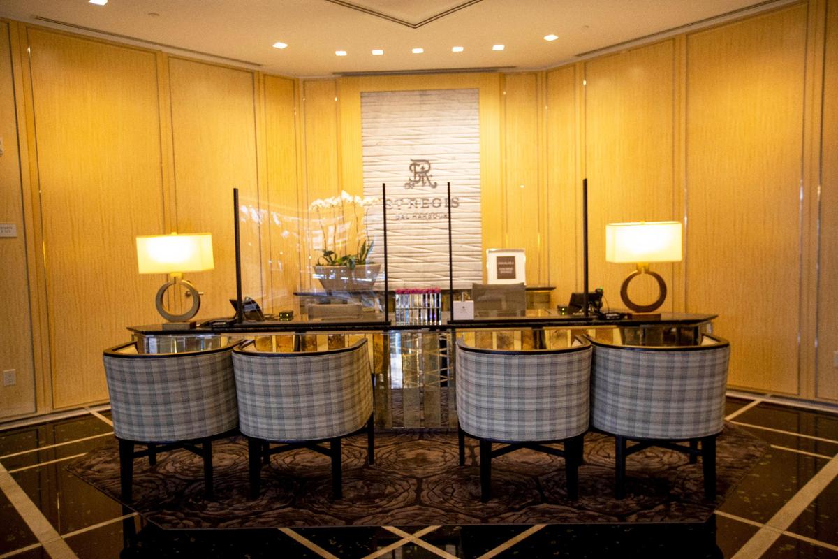 The concierge desk at The St. Regis Bal Harbour Resort in Bal Harbour, Florida, Saturday, Nov. 21, 2020.