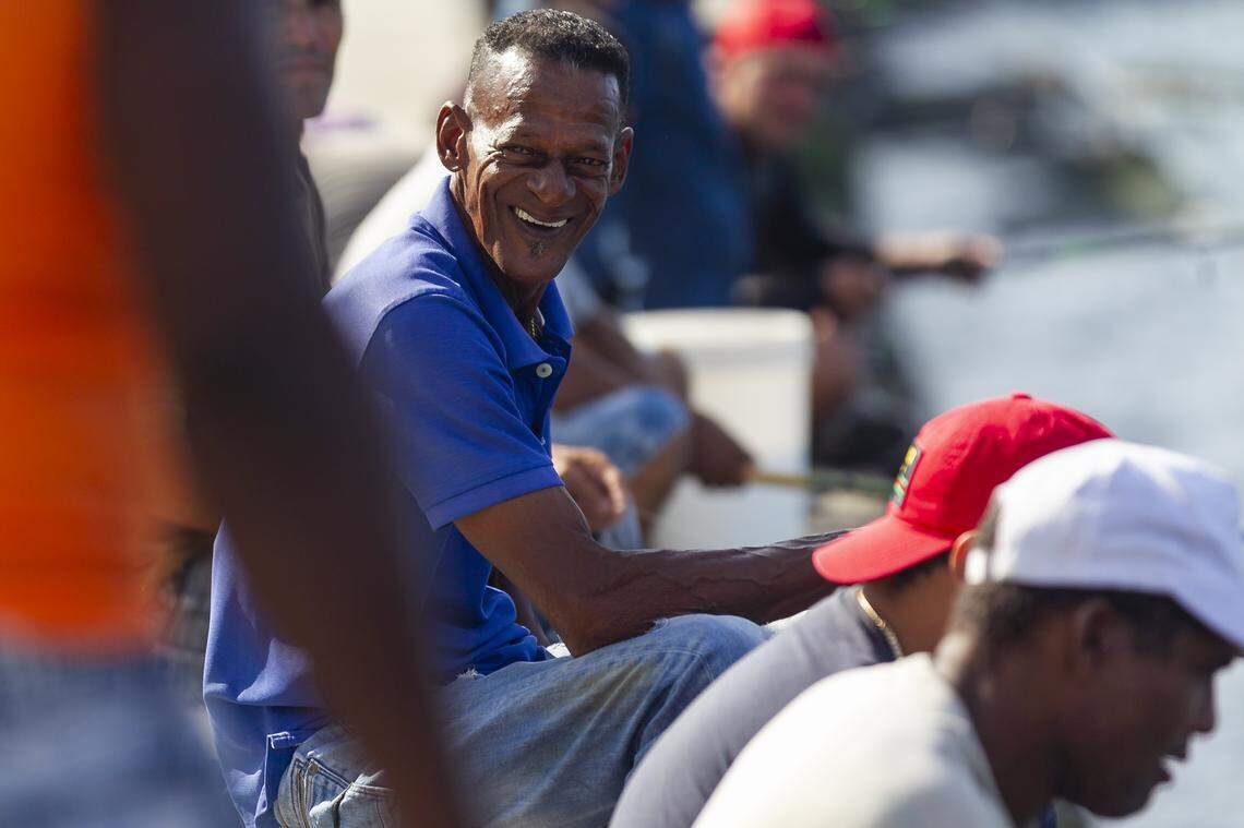 Fishermen try their luck off the Malecón in Havana, Cuba.