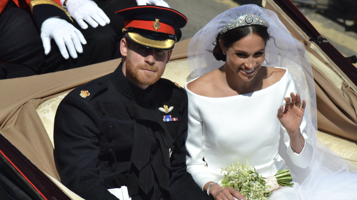 Meghan Markle and Prince Harry on their wedding day.