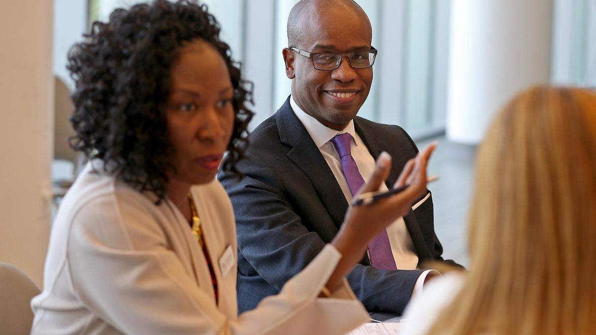 Florida Influencer Victoria Kasdan of We Care Manatee discusses healthcare in a breakout session alongside fellow Influencer Marlon Hill of Hamilton Miller during the Florida Priorities Summit at the University of Miami.  The Florida Influencer Series is the beginning of a conversation among leaders, decision makers and voters to put a sharp focus on a shared vision for Florida.