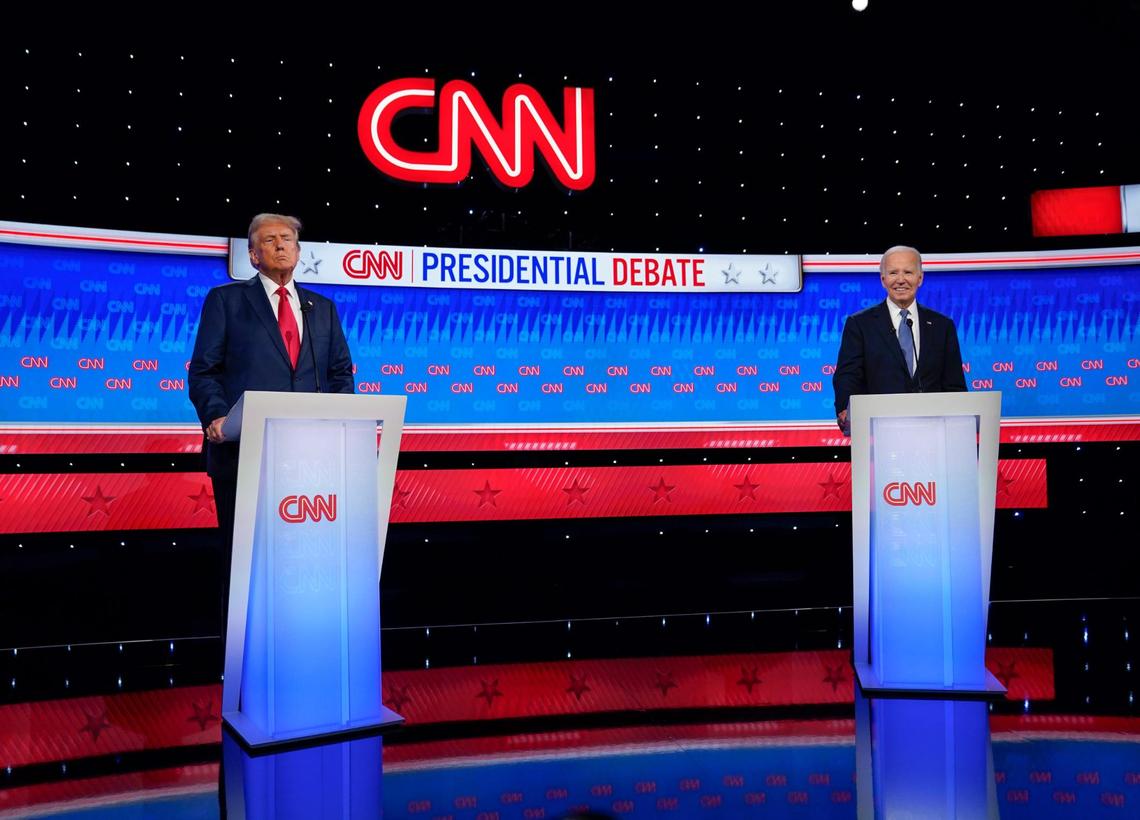 The debate went smoothly for Joe Biden until it started.