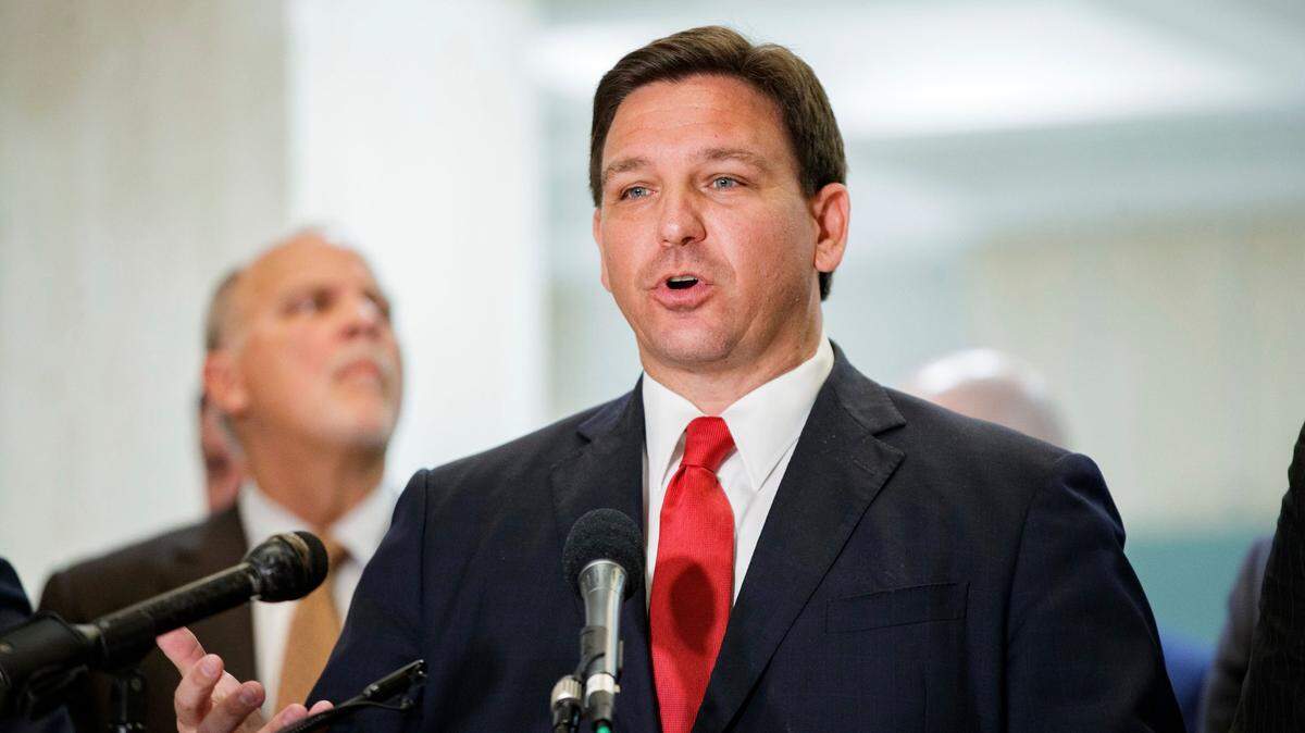 Florida Gov. Ron DeSantis responds to questions from the media at the close of the legislative session on Monday, March 14, 2022.