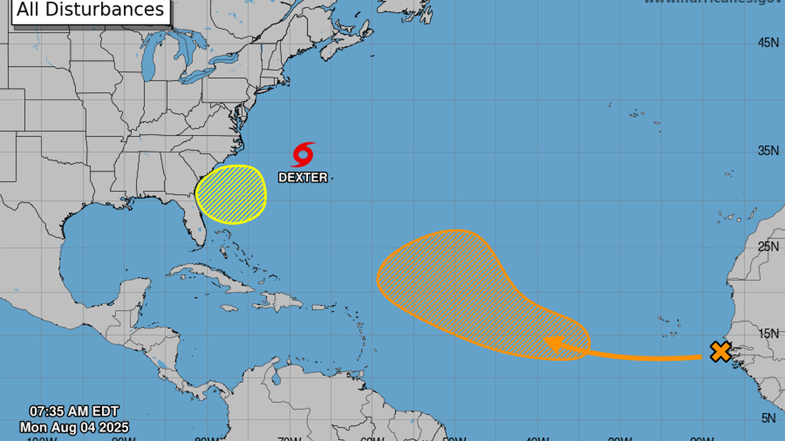 Tropical Storm Dexter forms as forecasters eye two more disturbances