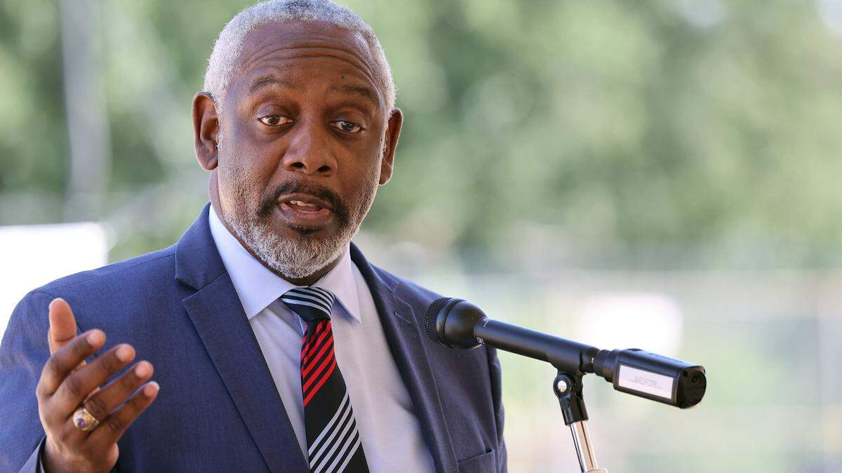 Orange County Mayor Jerry L. Demings speaks during the groundbreaking ceremony for Ivey Flats, a 137-unit affordable apartment community, on Tuesday, Sept. 23, 2025, in Orlando, Florida.