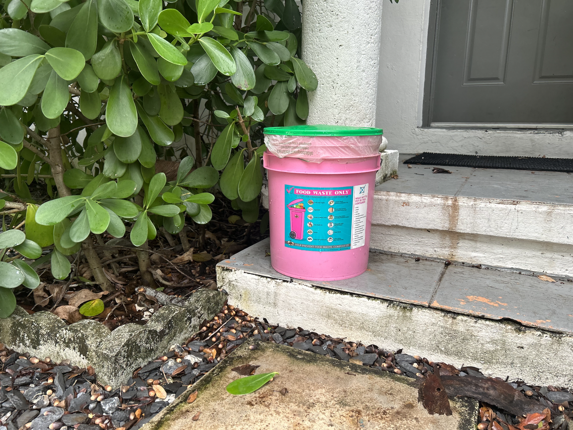 Mariah Hamalainen pays about $20 a month for Compost for Life to pick up her food scraps every couple of weeks at her home in Coconut Grove.
