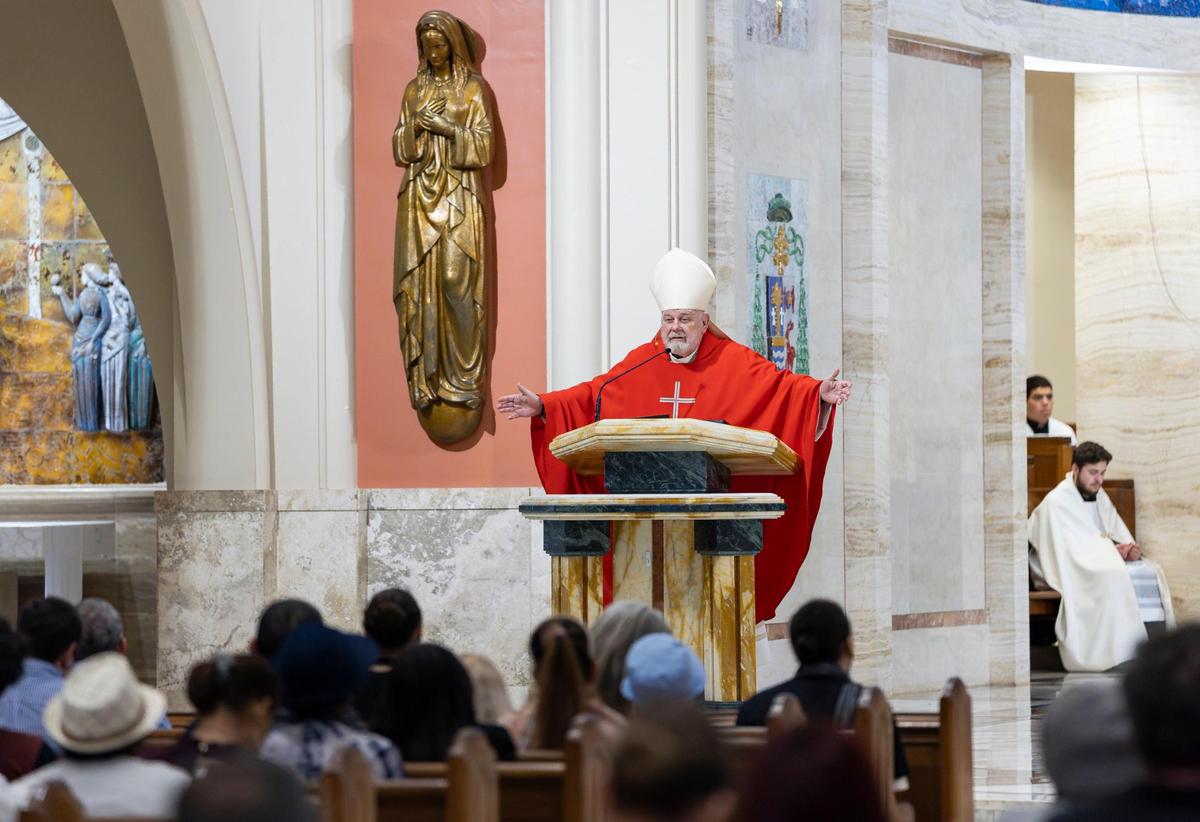 Miami Archbishop Thomas Wenski speaks during a Good Friday service at the Cathedral of St. Mary on Friday, April 18, 2025, in Miami, Fla.
