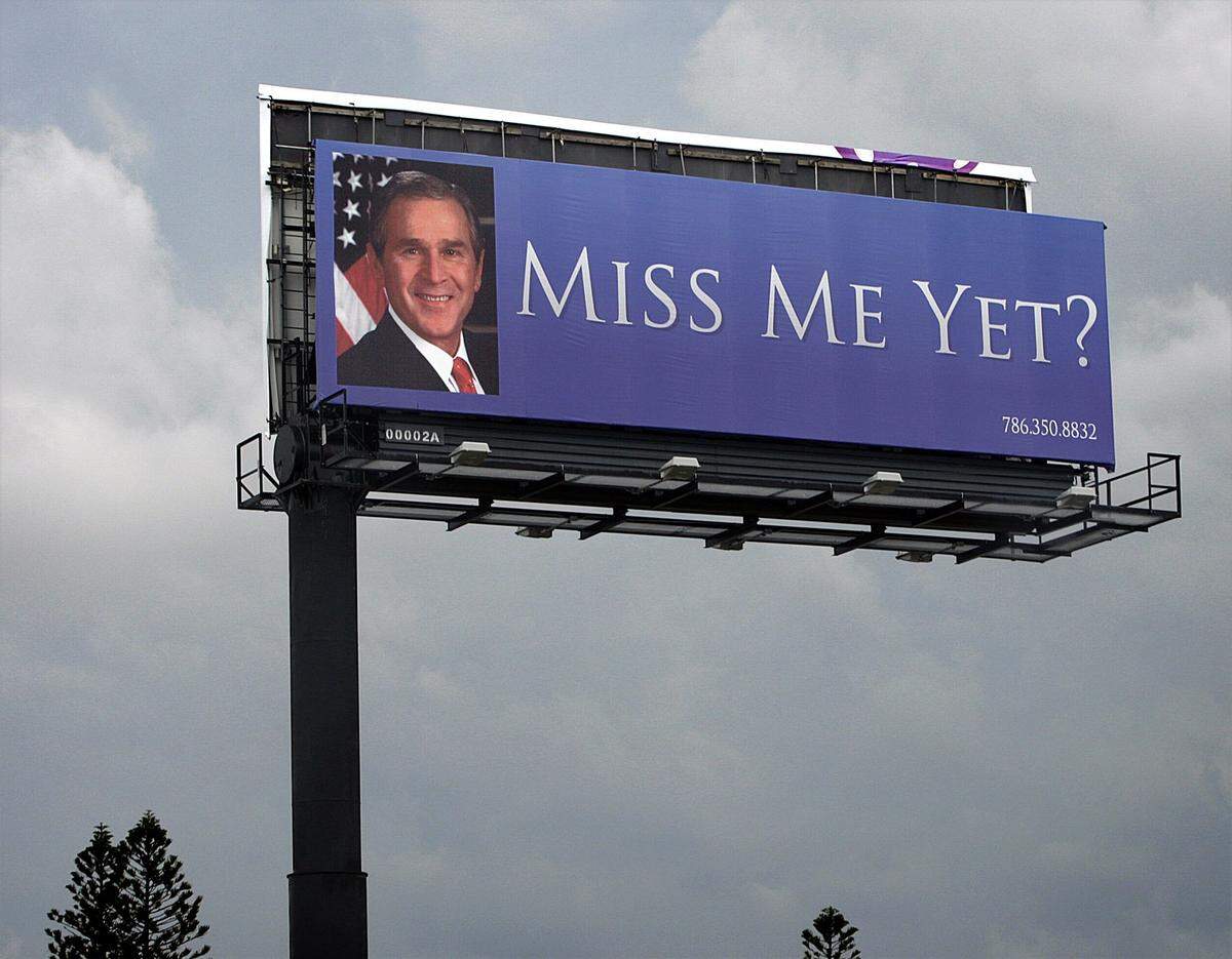 A billboard asking whether President George W. Bush is missed stands along I-95 just south of Northwest 151st street in Miami-Dade in 2010.