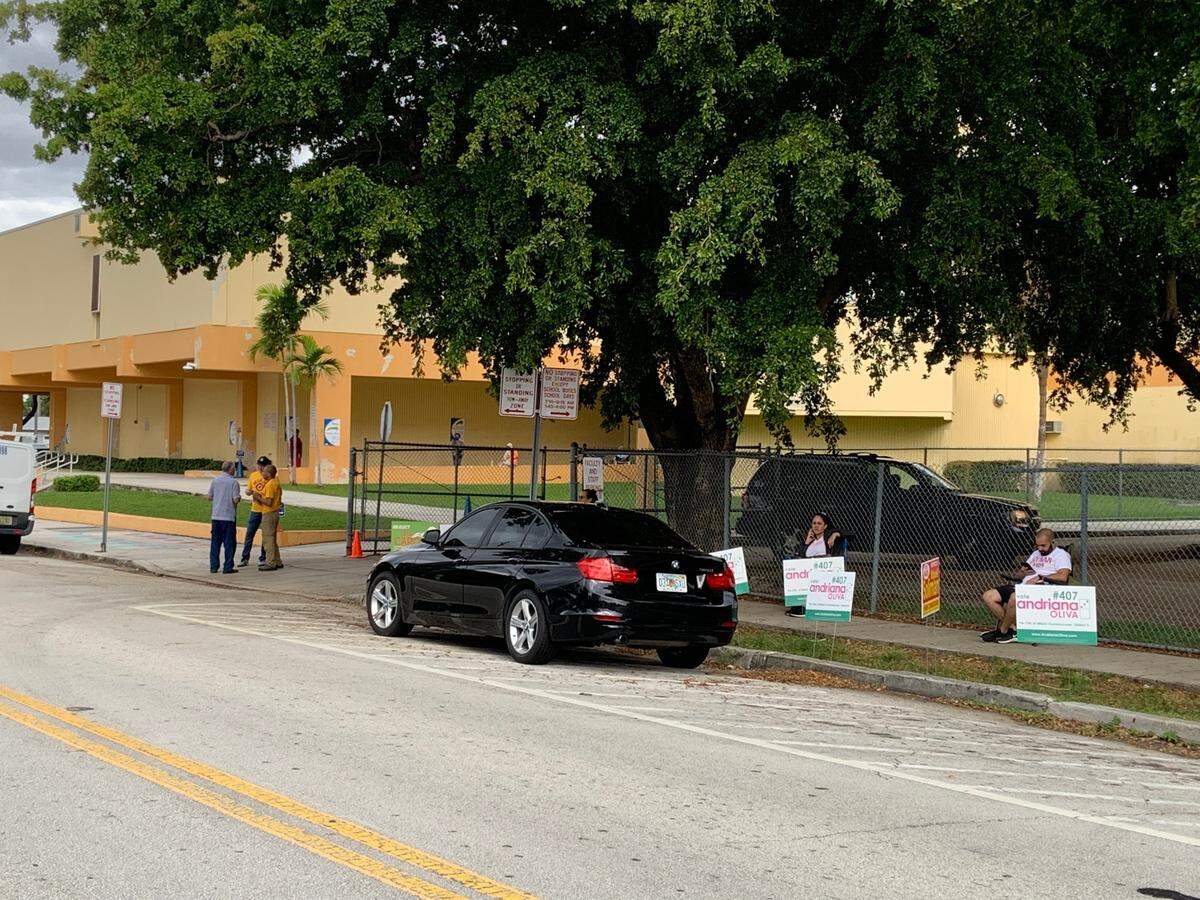 At a District 3 polling place in Miami, at Citrus Grove Middle School, poll volunteers for candidates outnumbered voters around 9 a.m. Nov. 2, 2021.