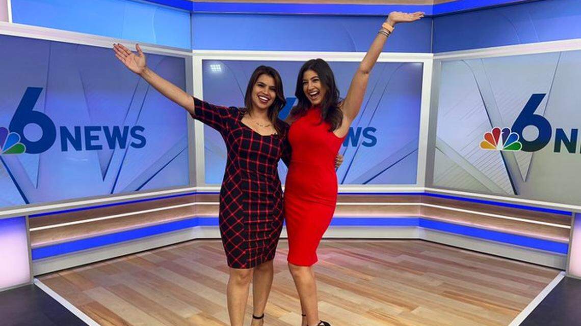 NBC 6 sports department producer Giselle Espinales, left, and anchor Ruthie Polinsky. With the hiring of sportscaster Hailey Sutton, the station is about to become the market’s first TV station with only women in on-air roles in their sports department.
