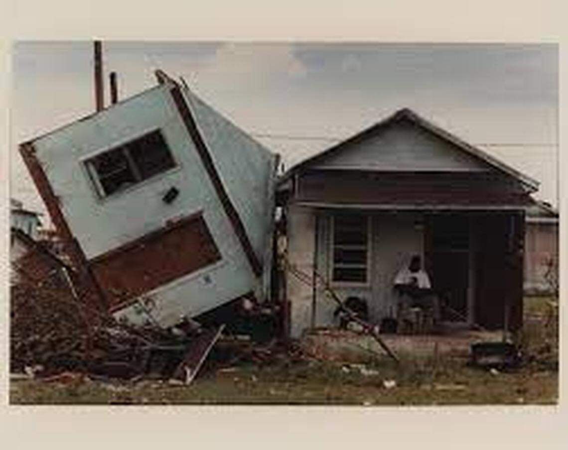 In August 1992, Hurricane Andrew toppled one home onto another as it moved through Florida.