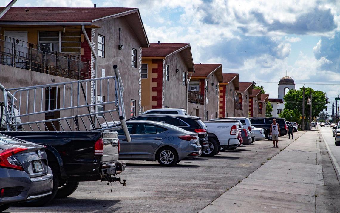A row of apartment buildings along West 10th Avenue in Hialeah on Saturday, May 16, 2021.