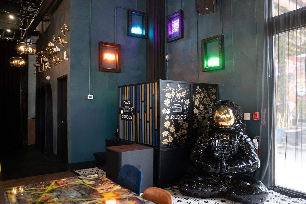 The interior of Casa Crudos restaurant.
