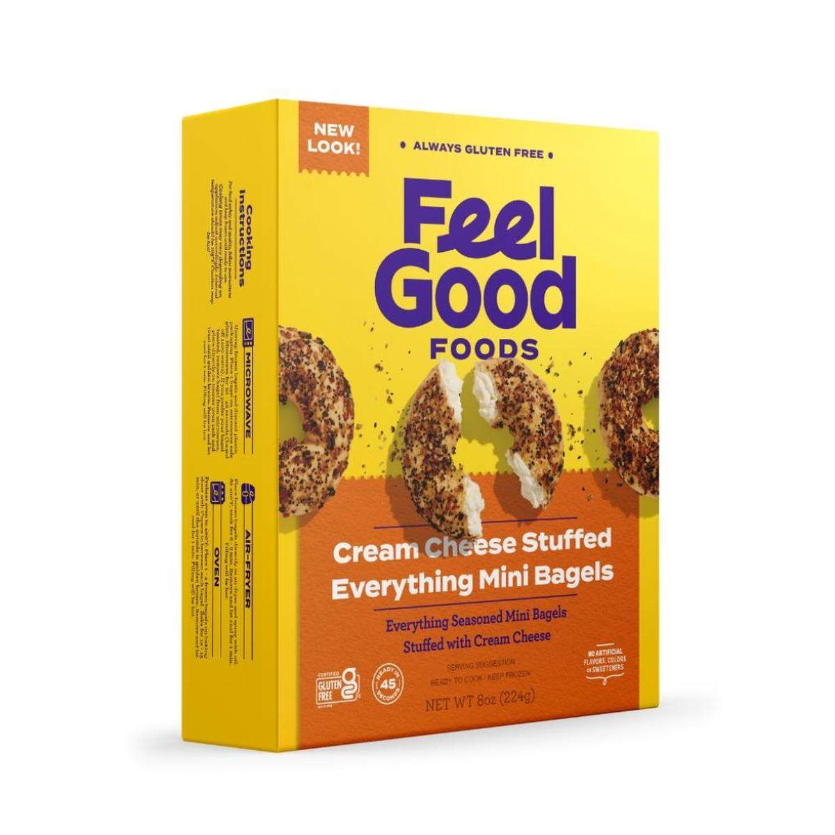 Food Good Foods Gluten-Free Cream Cheese Stuffed Everything Mini Bagels