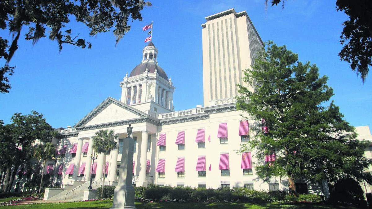 An American flag flies over the Florida Capitol, Tuesday April 23, 2019 in Tallahassee.