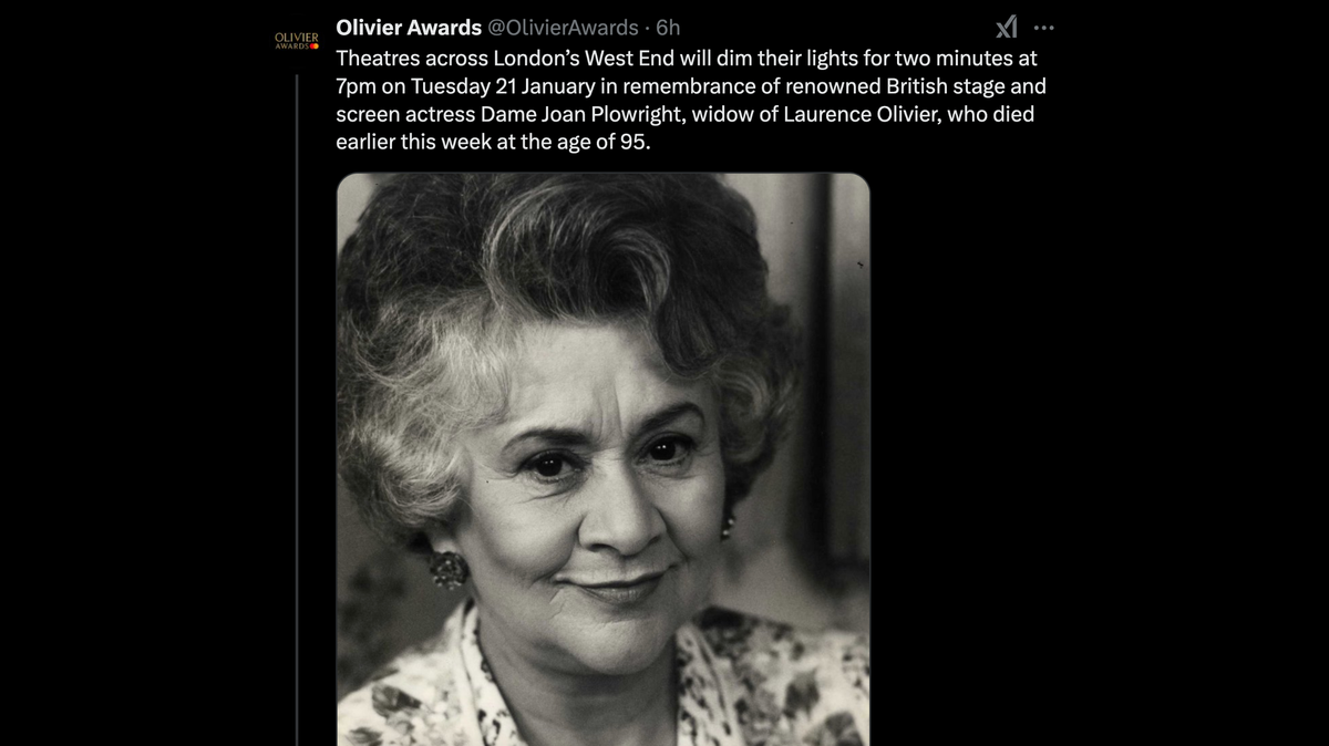 Joan Plowright has died at 95.