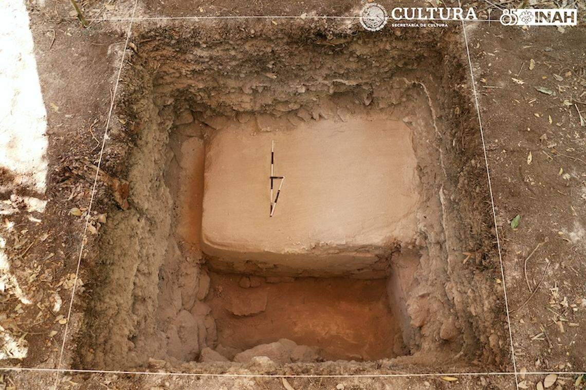 A plastered ball court with traces of paint was also found at the site.