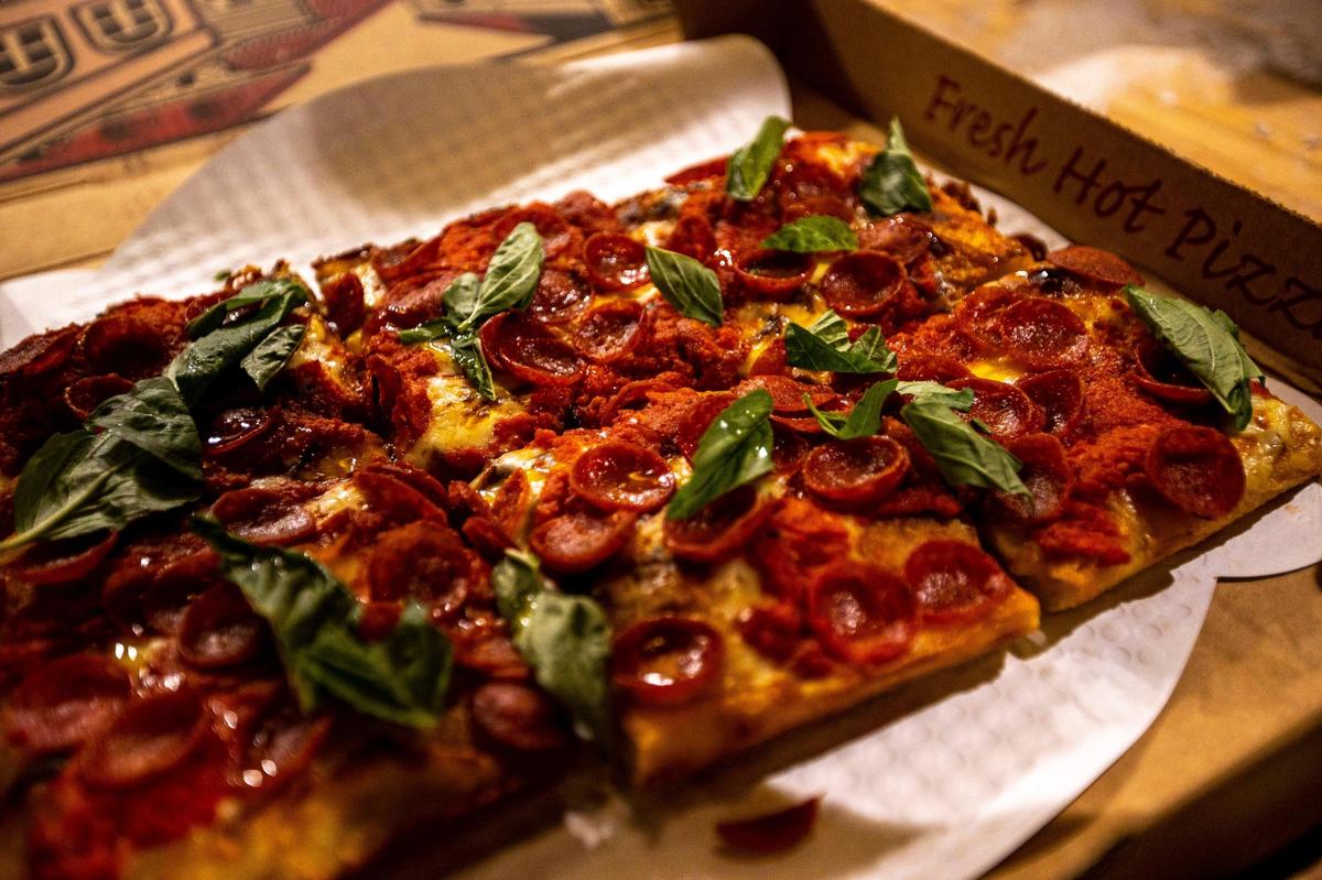 A pie of O.G. Roni pizza from Old Greg’s Pizza restaurant