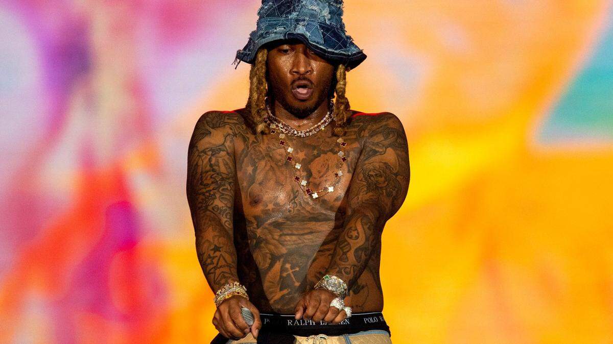 American rapper Future dances while performing on the Ciroc main stage during the second day of Rolling Loud Miami, an international hip-hop festival, at Hard Rock Stadium in Miami Gardens, Florida, on Saturday, July 23, 2022.