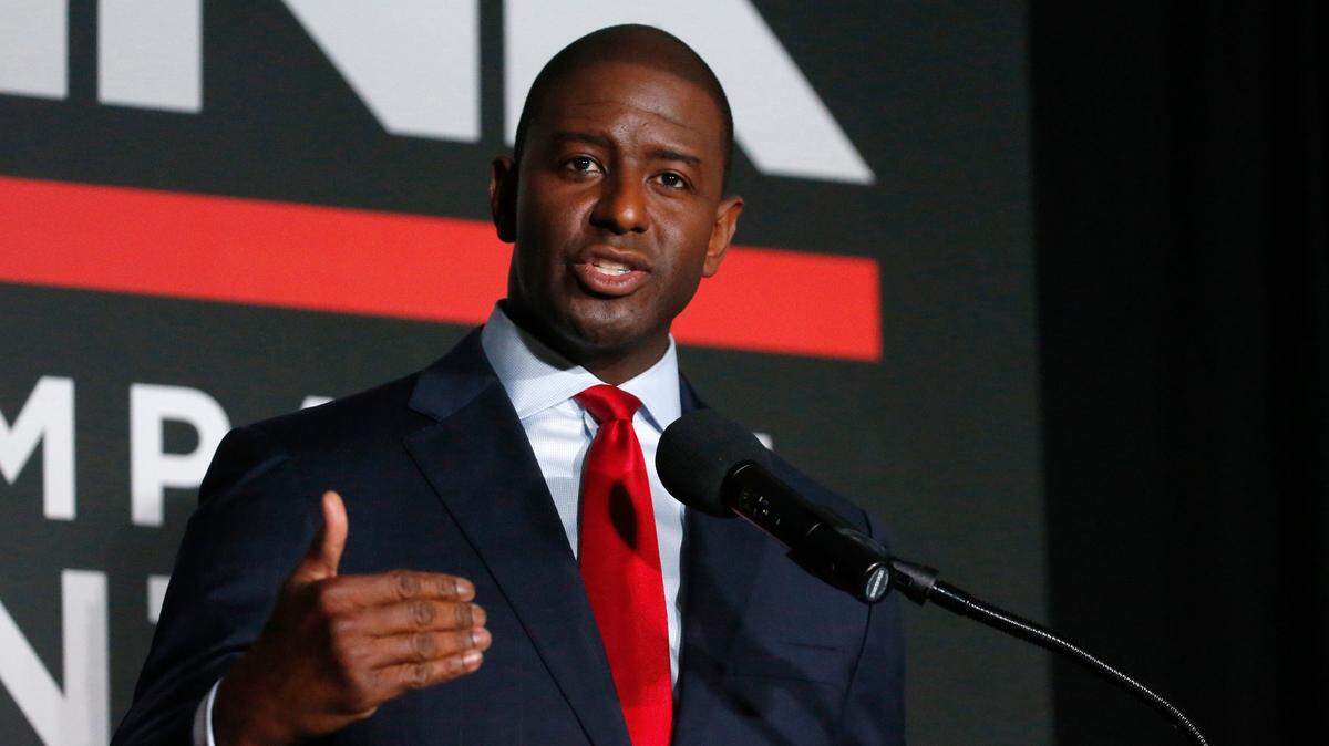 Tallahassee Mayor Andrew Gillum speaks during a Democratic gubernatorial debate in July held at Florida Gulf Coast University’s Cohen Center in Fort Myers.