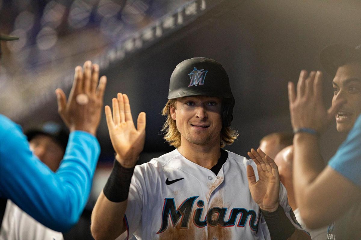 Luke Williams (46) at the Miami Marlins game against the Colorado Rockies at loanDepot park in the Little Havana neighborhood of Miami, Florida, on Thursday, June 23, 2022.