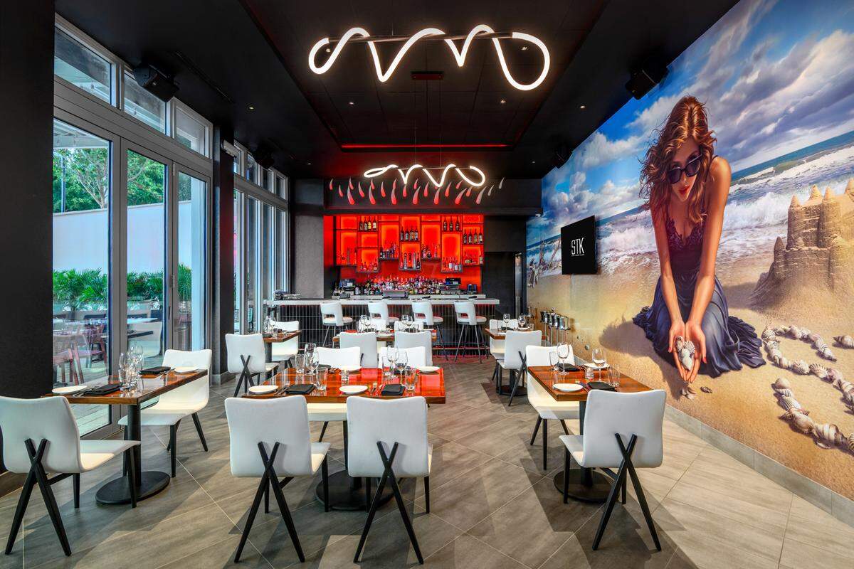Part of the dining room at STK Steakhouse in Aventura.