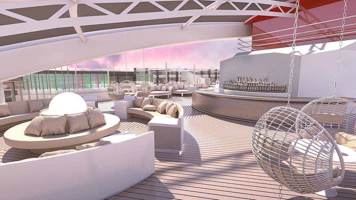For suite guests, "Richard's Rooftop," named after Richard Branson, will be a private lounge area with large circular loungers and giant umbrellas.