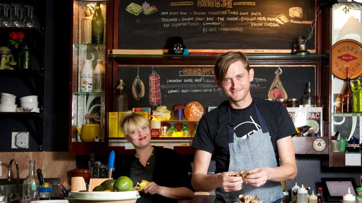 Katie Sullivan, left, and Andrew Gilbert, right, owners of The Seven Dials in Coral Gables.