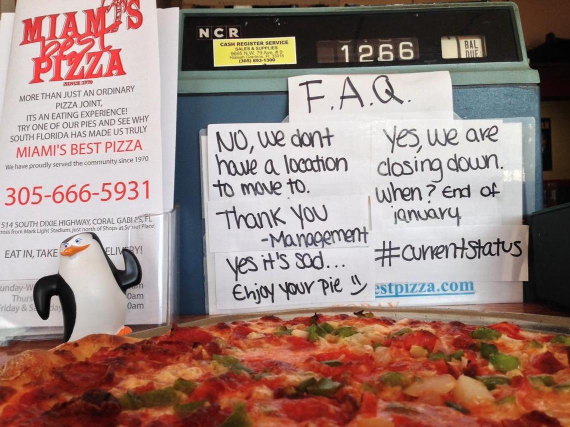 The old NCR cash register at the original Miami’s Best Pizza location at 1514 S. Dixie Hwy., has been donated to HistoryMiami and will be one of the few items not moving to the new Ponce de Leon location.