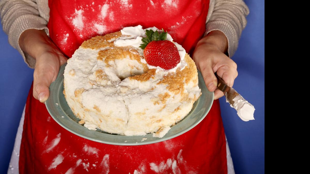 
What not to do: Follow these steps, and it’ll be hard to mess up any recipe, like the angel food cake shown here. 
