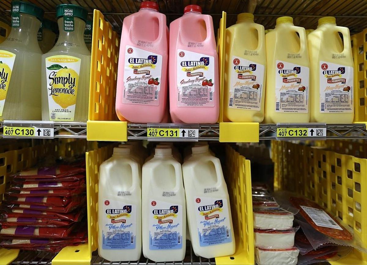 Authentic El Latino products such as yogurt are stored next to traditional items inside the large freezer at Amazon Prime Now hub. Employees stocked, prepared, and trained on protocols on Tuesday, June 27 as the new Amazon Prime Now Miami hub in Wynwood geared up for its grand opening the next day.