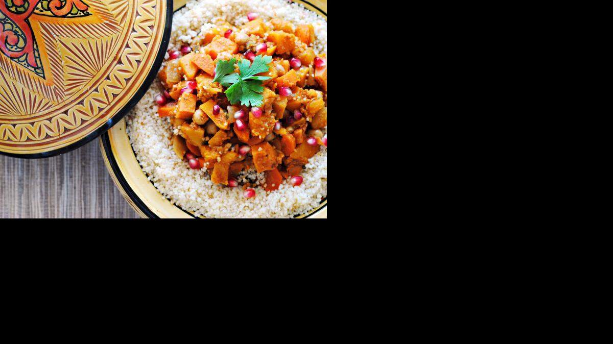 
Tagine: With butternut squash, sweet potato, chickpeas and couscous.
