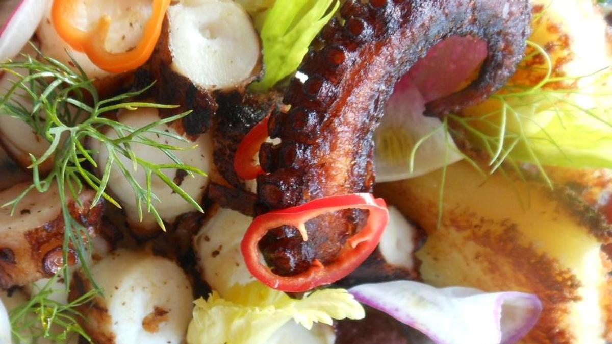Braised and seared octopus, a dinner special at Juniper on the Water in Hallandale Beach.