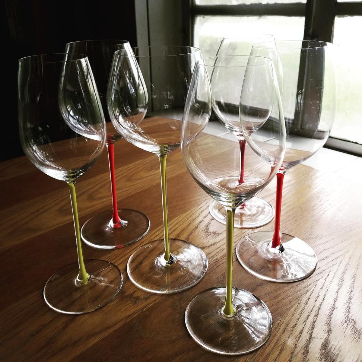 Riedel’s Fatto A Mano line comes with colorful stems.
