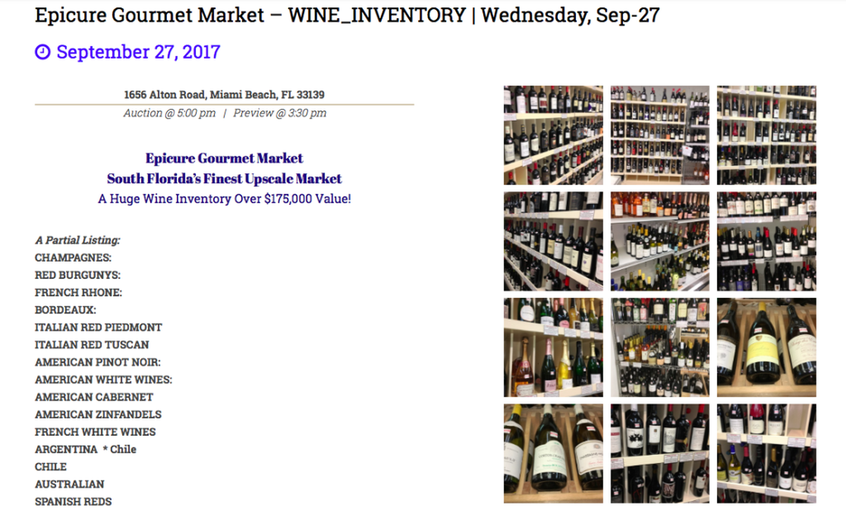 Epicure’s vast selection of wines, valued at $175,000, will be auctioned Sept. 27 in the store and online.