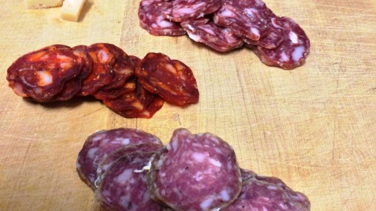 
From top: pepperoni, soppressata, ‘Soupy’ and Genoa salami from Fortuna’s Sausages. 
