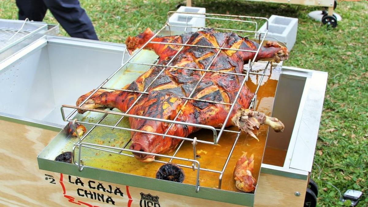 Where a slaughtered pig could end up: cooking for a holiday meal.