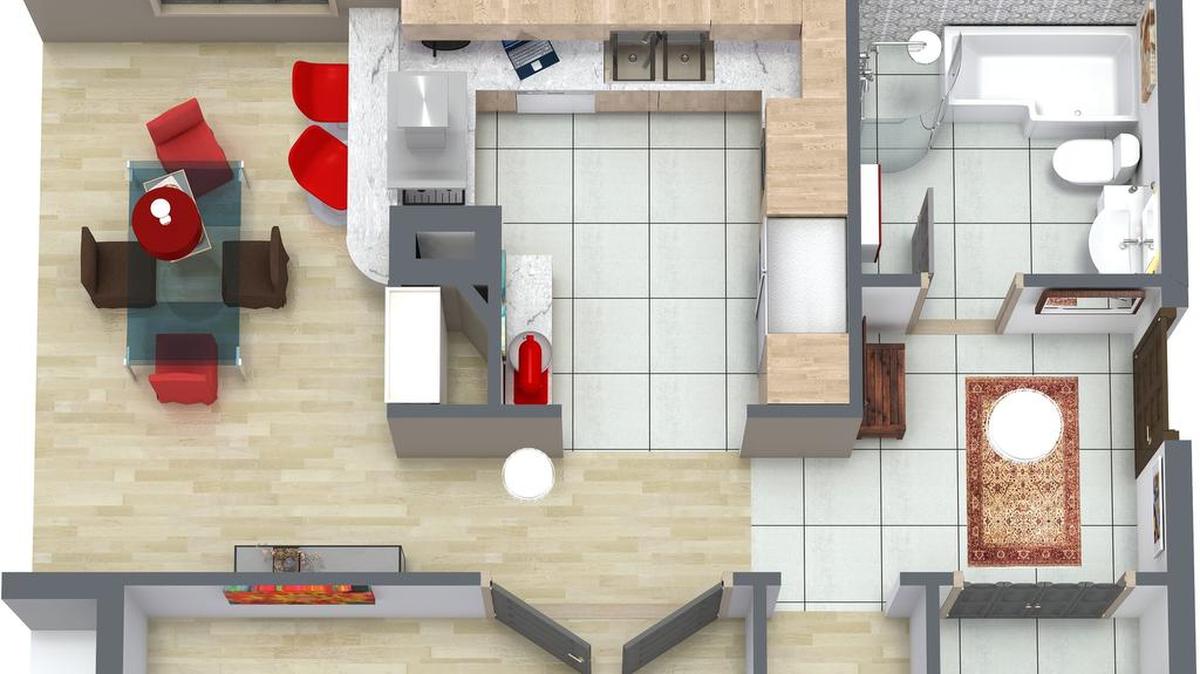 Renovation floor plan for condo kitchen.
