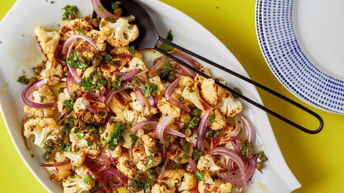 Sheet Pan Cauliflower with Onions.