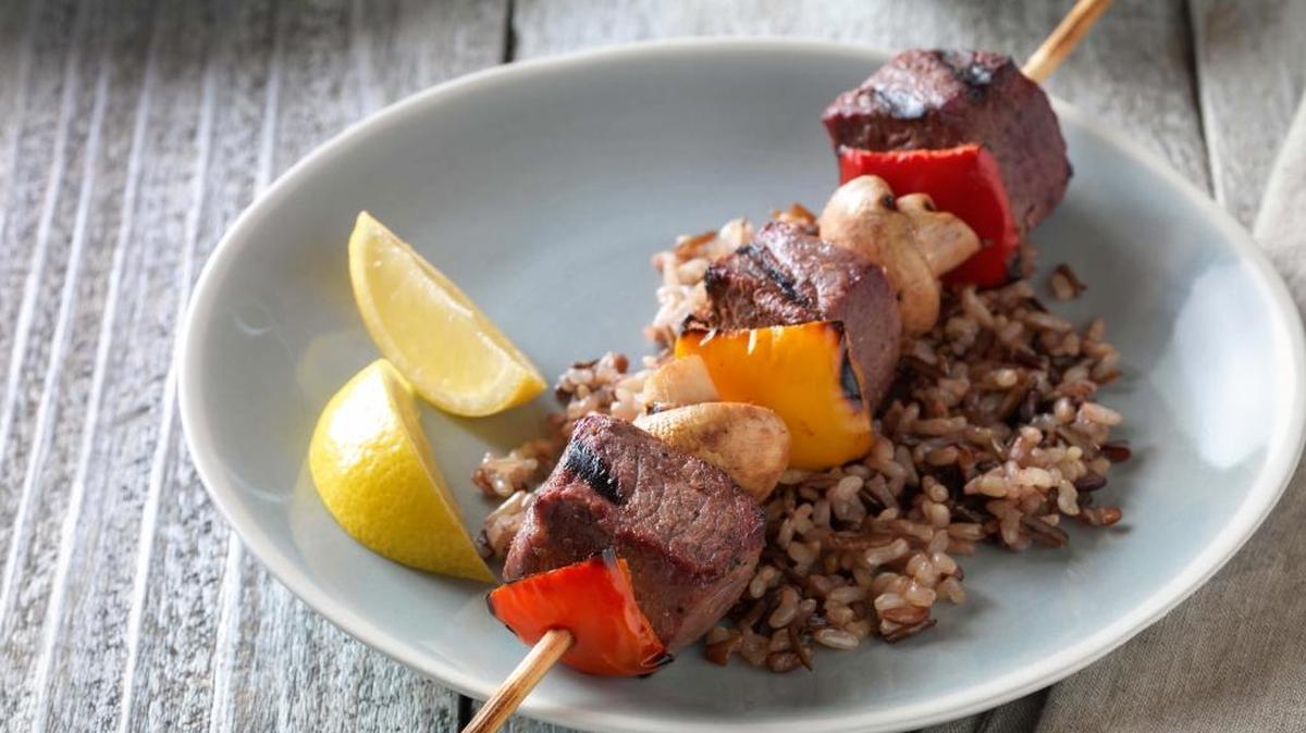 Beef, Pepper and Mushroom Kebabs