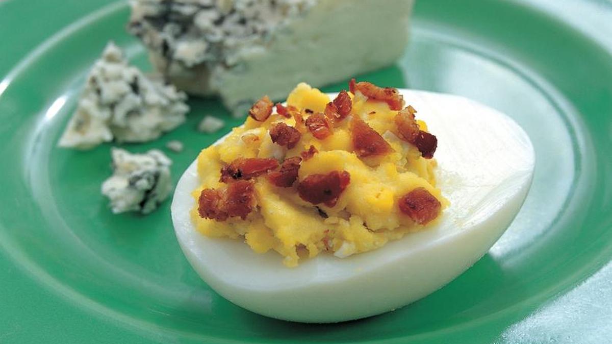   BLUE TWIST:  Blue-Devil Deviled Eggs