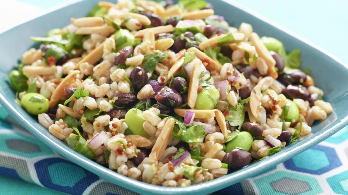 Almond, Farro and Black Bean Salad With Cilantro.