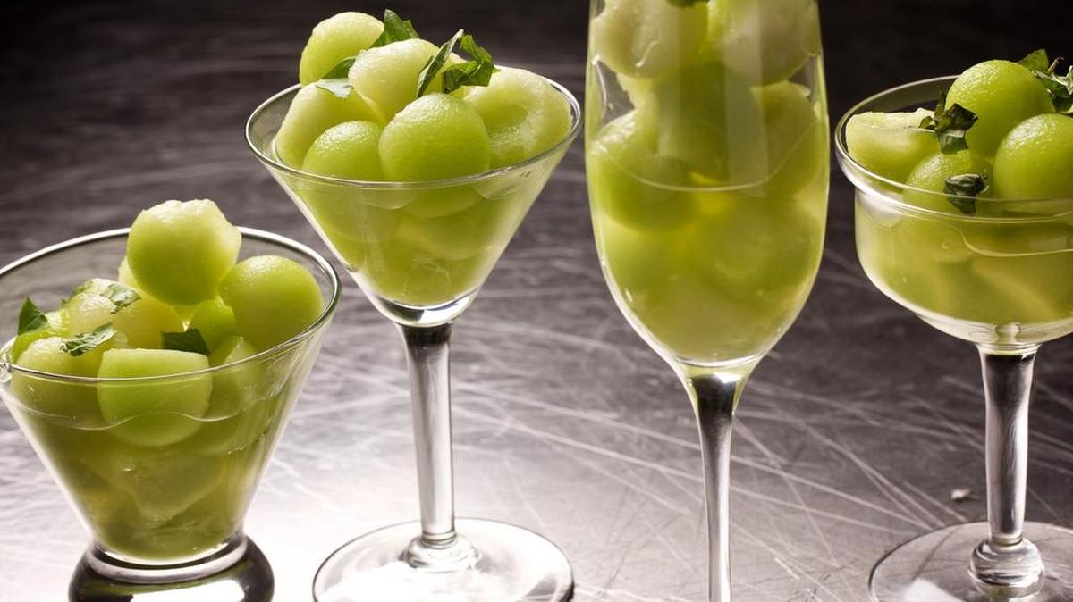 Prosecco-Spiked Melon With Basil.