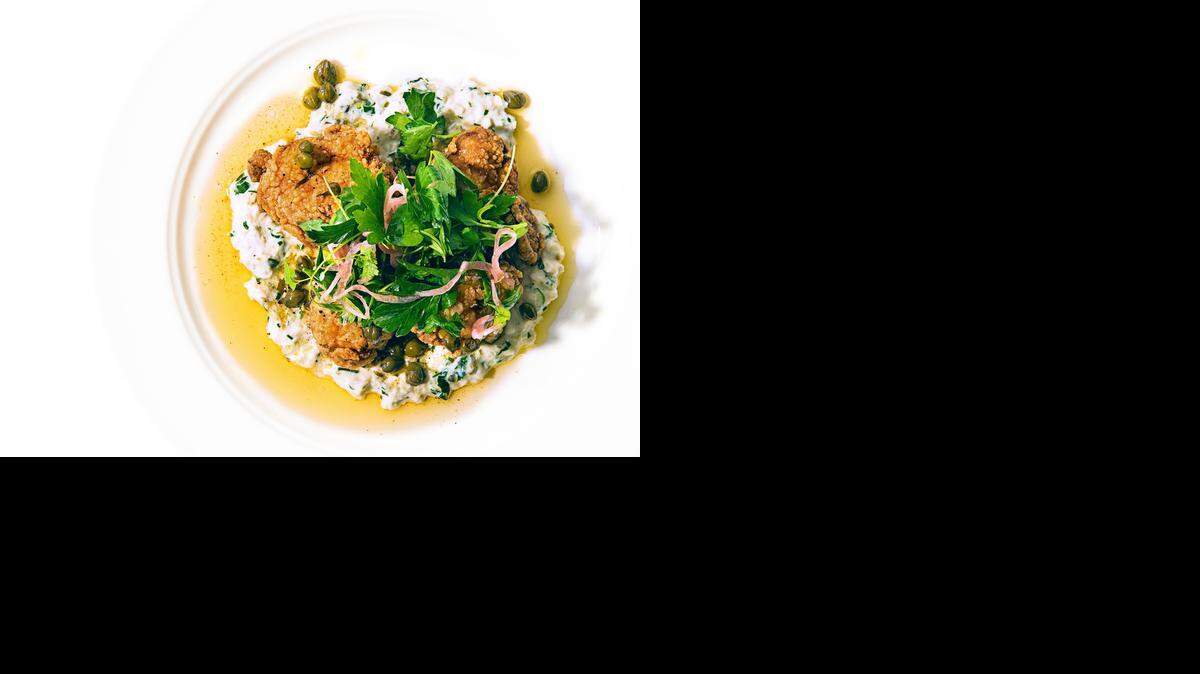 
Brains: Pan-roasted veal brains with brown butter and crab meat, at L’echon Brasserie in Miami Beach.
