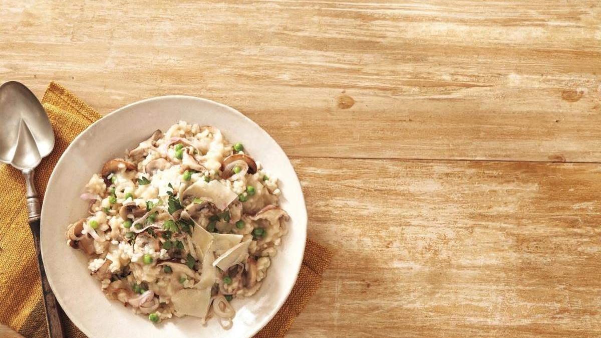 Mushroom Risotto With Peas