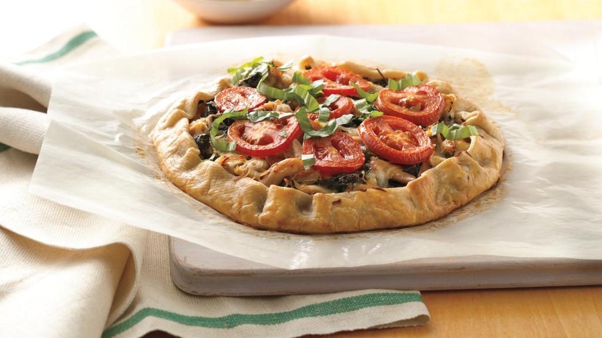 Chicken, Kale and Tomato Galette.